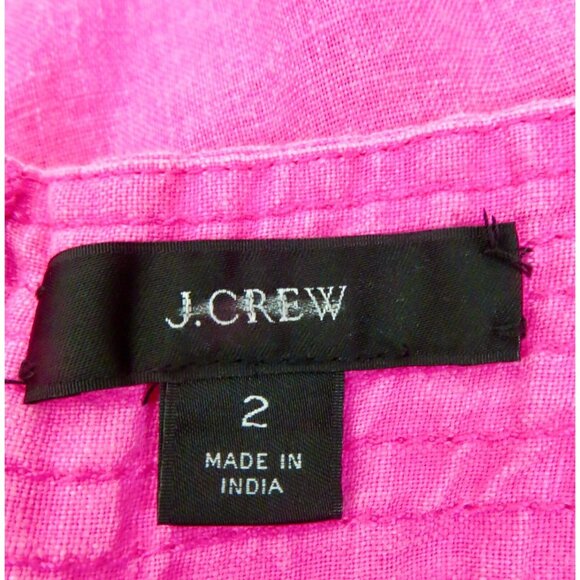 J. Crew Linen Wide Leg Jumpsuit Hot Pink Sleeveless Barbie Pink SZ 2 - Picture 7 of 8